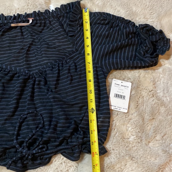 NWT Free People Dorothy Black Striped Tie Blouse Top Size XS Boho - Picture 13 of 15